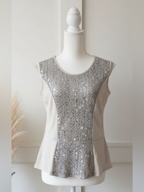 Scapa Lauren Perre Sequined Cream Cap-Sleeve Camisole